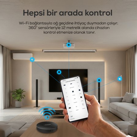 Xenon Smart Akıllı Kumanda IR | Sıcaklık Nem Sensörü, 360° WiFi Klima TV Kontrolü, 12m Menzil, DIY (X7410_M0)