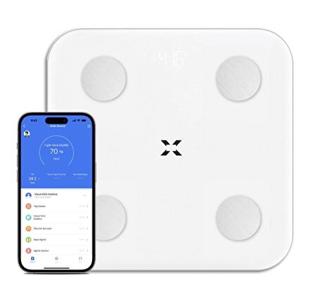 Xenon Smart Akıllı Dijital Tartı Baskül Yağ Su Kas Vücut Kitle Endeksi Kilo Ölçer Tartı Bluetooth Bağlantılı 