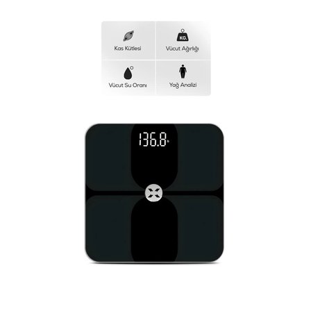 Xenon Smart Akıllı Tartı | Mobil Kontrol, Vücut Analizli, Yağ Ölçer, App Uyumlu, Dijital Baskül (X8703)