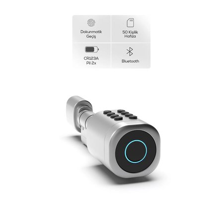 Xenon Smart Akıllı Kapı Kilidi | Gümüş Seri, 5'li Giriş, Parmak İzli, Mobil, Şifre, Kart, Smartlock (X8052)