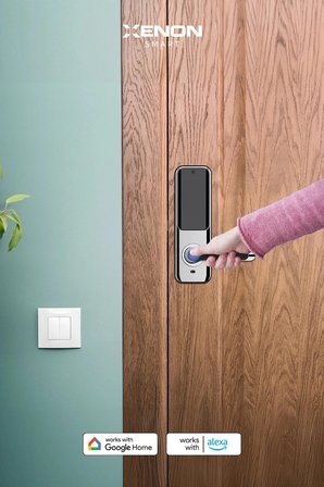 Xenon Smart Akıllı Kapı Kilidi | Parmak İzli, Şifreli, Bluetooth Gateway Uyumlu, Krom Gümüş (X8051) 