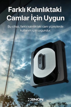 Xenon Smart Elo Akıllı Cam Silme Robotu Uzaktan Kumandalı Ve Mobil App Kontrollü Wi-fi Cam Temizleyici X8681