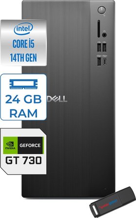 Dell Tower ECT1250 Intel Core I5 14400 24GB Ddr5 4tb SSD 2GB/GT730 Freedos Kurumsal Masaüstü Bilgisayar 730ECT125014F08 + Zettausb