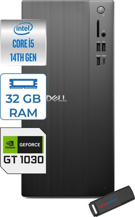 Dell Tower ECT1250 Intel Core I5 14400 32GB Ddr5 2tb SSD 4GB/GT1030 WIN11HOME Kurumsal Masaüstü Bilgisayar 1030ECT125014H11 + Zettausb
