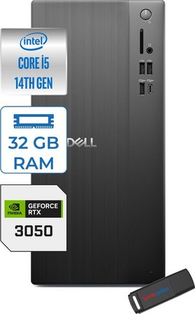 Dell Tower ECT1250 Intel Core I5 14400 32GB Ddr5 4tb SSD 6GB/RTX3050 Freedos Kurumsal Masaüstü Bilgisayar 3050ECT125014F12 + Zettausb
