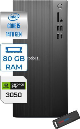 Dell Tower ECT1250 Intel Core I5 14400 80GB Ddr5 2tb SSD 6GB/RTX3050 Freedos Kurumsal Masaüstü Bilgisayar 3050ECT125014F27 + Zettausb