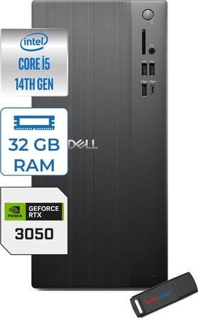 Dell Tower ECT1250 Intel Core I5 14400 32GB Ddr5 4tb SSD 6GB/RTX3050 WIN11PRO Kurumsal Masaüstü Bilgisayar 3050ECT125014P12 + Zettausb