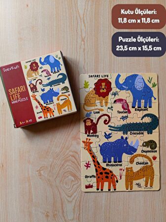 Safari Vahşi Hayvanlar Mini Puzzle 40 Parça 4+ Yaş