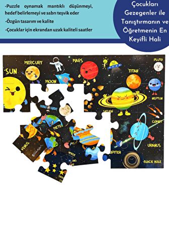 Gezegenler Jumbo Yer Puzzle | Eğitici Solar Sistem | 24 Parça 3+ Yaş