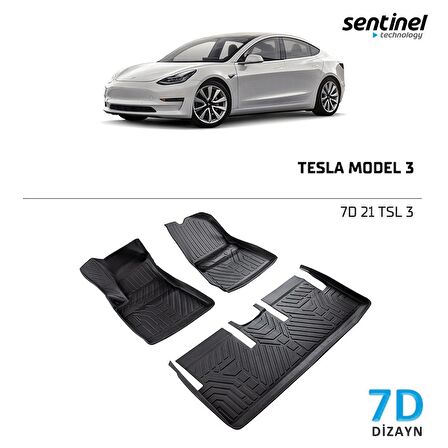 Sentinel TESLA MODEL 3 / 7D Tam Uyumlu Havuzlu Paspas