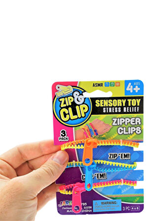 Zip Clip Zipper Clips 3lü Duyusal Oyuncak Fermuarlı Bilezik Seti: Fermuarları Açıp Kapayarak Odaklanın, Rahatlayın!