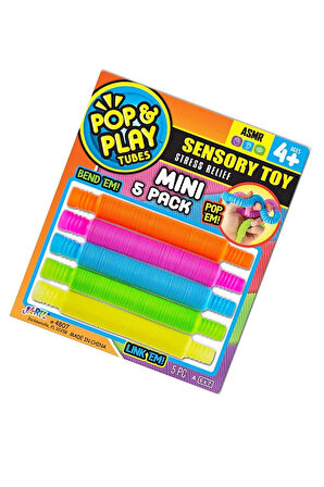 Pop Play Tubes Duyusal Stres Oyuncağı Mini 5li Akordiyon Borular: Bükün, Uzatın, Sesini Dinleyin! Eğlence ve Rahatlama Bir Arada!