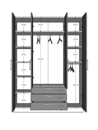 4 Kapaklı Gardırop 160cm