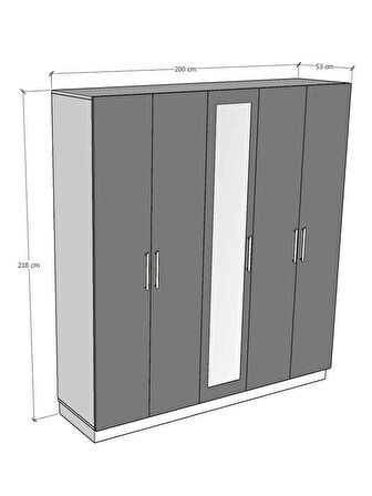 5 Kapaklı Gardırop 200cm