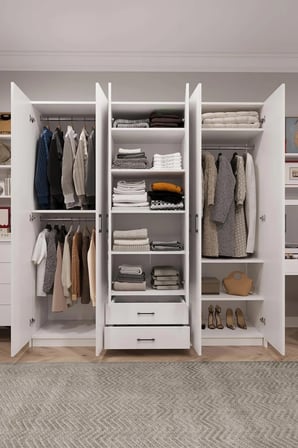 Asra Trend MDF 6 Kapaklı, 2 Çekmeceli, 2 Aynalı Gardırop - 240x208x53cm, Geniş Kıyafet Dolabı, G-05