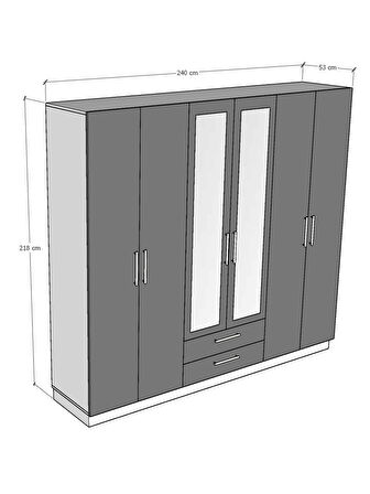 6 Kapaklı Gardırop 240cm