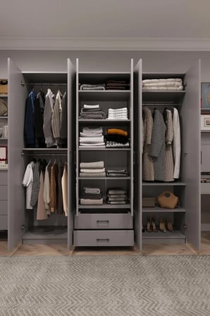 Asra Trend MDF 6 Kapaklı, 2 Çekmeceli, 2 Aynalı Gardırop - 240x208x53cm, Geniş Kıyafet Dolabı, G-05