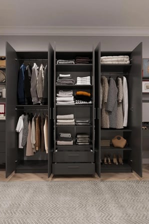 Asra Trend MDF 6 Kapaklı, 2 Çekmeceli, 2 Aynalı Gardırop - 240x208x53cm, Geniş Kıyafet Dolabı, G-05