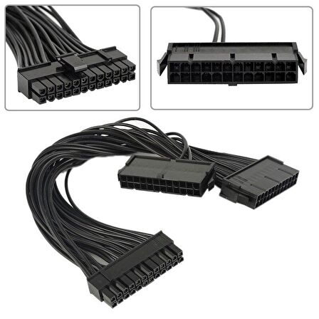 24 Pin dual ATX PSU power supply çoklayıcı splitter kablo