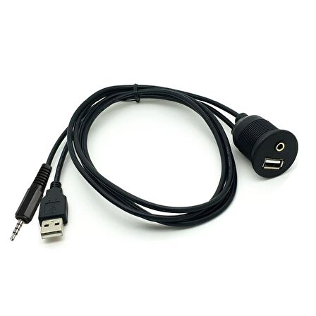 aux + usb 2.0 montajlanabilir vidalı dişi erkek uzatma kablosu 2m