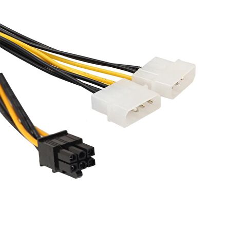 6 pin pcı e to 2x 4 pin molex erkek power güç kablosu 30 cm