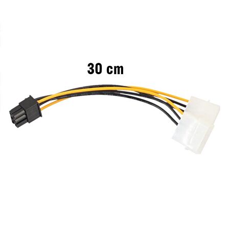 6 pin pcı e to 2x 4 pin molex erkek power güç kablosu 30 cm