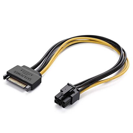 6 pin PCI-E dişi to 15 pin sata erkek power güç kablosu 30 cm 