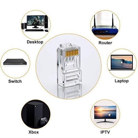 RJ45 Cat6 ethernet konnektör soketi 100 adet 