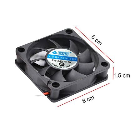 Dc 24v 6cm 2 pinli soğutucu fan 6x6x1,5 cm fan