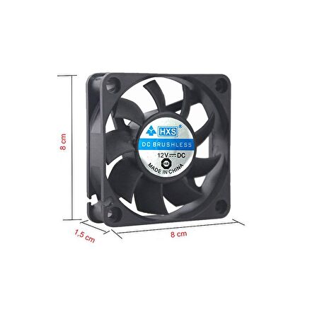 Dc 12v  8cm 2 pinli soğutucu fan 8x8x1,5 cm fan