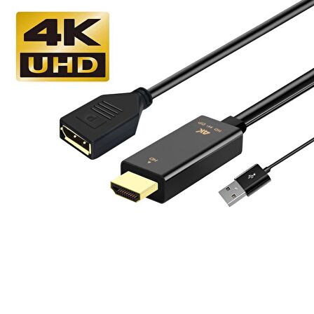 Hdmı to display 4k kablo + usb2.0 güç kaynağı kablosu hd to dp 