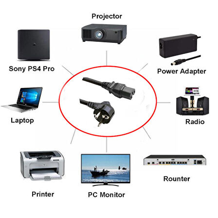  3x1.5 C15 power güç kablosu bilgisayar monitör güç kablosu 5m