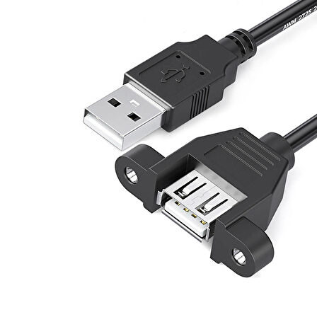 usb 2.0 dişi erkek panel tipi montaj tipi usb kablo 1m