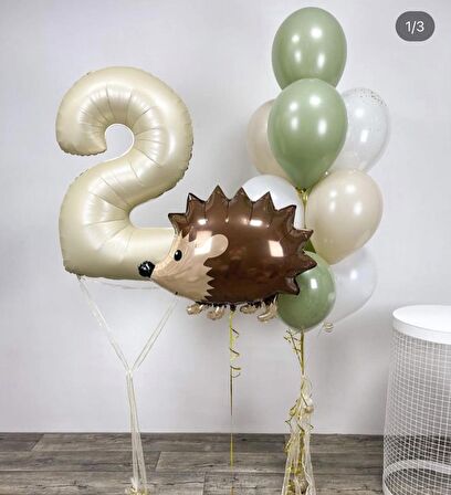 Krem 2 Yaş Kirpi Balon Seti