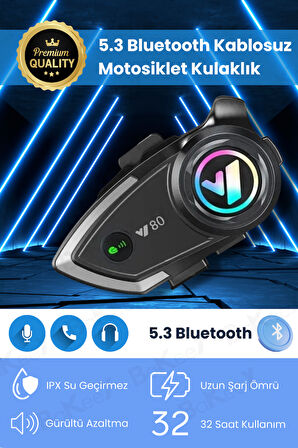 Y80 Motosiklet Kask Kulaklığı Intercom Rgb Işıklı Bluetooth Motorsiklet Kulaklık İnterkom