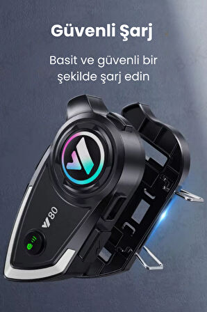 Y80 Motosiklet Kask Kulaklığı Intercom Rgb Işıklı Bluetooth Motorsiklet Kulaklık İnterkom