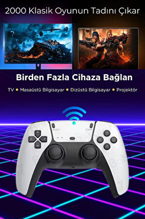 Bakeey Çift Kol 2000 Atari Oyunlu Taşınabilir 2.4G Kablosuz Oyun Konsolu 4K Game Stick Retro Konsol