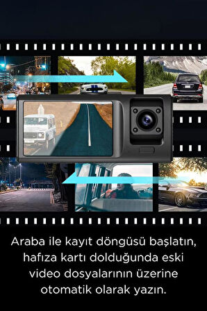 Araç Kamerası Araç İçi Ön Arka Cam Kamera 1080P Full Hd Geniş Açılı Araba Tır Kamerası