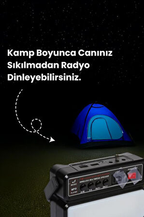  Güneş Enerjili Radyolu Kamp Işığı Solar Kamp Lambası Bluetooth Hoparlör Usb Sd Girişli