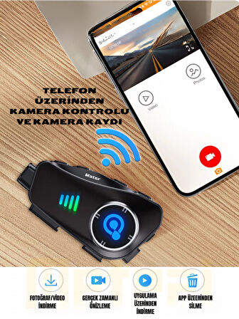 Motorcular için Su Geçirmez Kameralı Bluetooth Intercom | Çoklu Bağlantı, Mikrofon & Çift Kulaklık, HD Kayıt