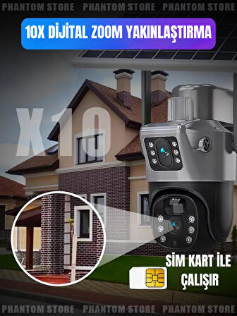 Güneş Enerjili Sim Kartlı Çift Kameralı Güvenlik Kamerası | Elektriksiz ve İnternetsiz Çalışır, Telefon Üzerinden Uzaktan İzleme