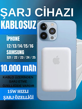 10.000 mAh MagSafe Powerbank – 15W Hızlı Kablosuz Şarj, iPhone Uyumlu Taşınabilir Şarj Cihazı