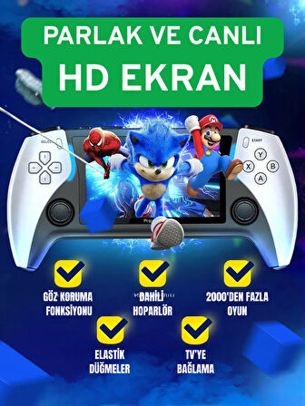 Ekranlı Atari Oyun Konsolu – 2000 Retro Oyun, TV Bağlantılı, Film İzleme ve Kitap Okuma Özellikli