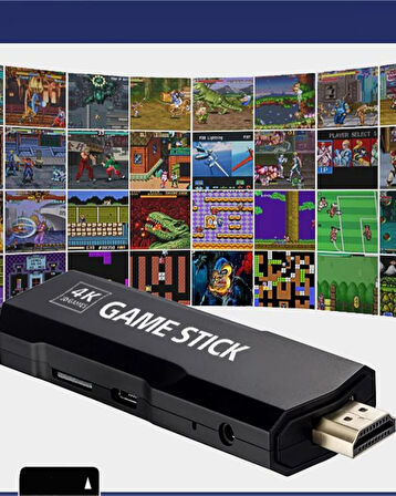 8K TV Stick 64 GB Retro Oyun Konsolu 20.000 Oyun, Çift Kollu, HDMI Atari TV Box