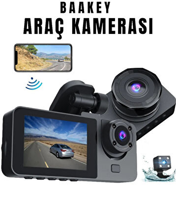 Üç Kameralı Wi‑Fi Araç İçi Kamera – GPS Takip & G-Sensor Özellikli Güvenlik Çözümü