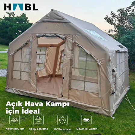 8 Kişilik 8m2 Su,Rüzgar ve Kar Geçirmez 420D Oxford Kumaşlı 4 Mevsim Şişme Çadır 320*250*220cm