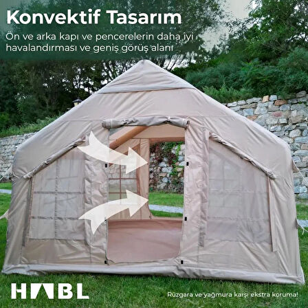 8 Kişilik 8m2 Su,Rüzgar ve Kar Geçirmez 420D Oxford Kumaşlı 4 Mevsim Şişme Çadır 320*250*220cm