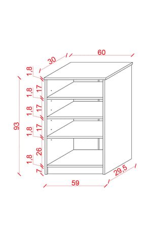 Asra Trend MDF 4 Katlı Açık Raflı Ayakkabılık - 60 cm, Modern,Bot Uyumlu,Çok Amaçlı Düzenleyici,A-31
