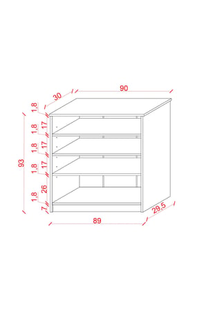 Asra Trend MDF 4 Katlı Açık Raflı Ayakkabılık - 90 cm, Modern,Bot Uyumlu,Çok Amaçlı Düzenleyici,A-32