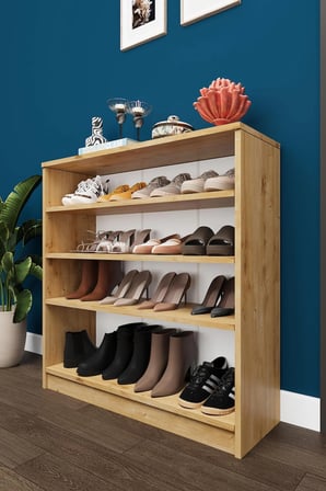 Asra Trend MDF 4 Katlı Açık Raflı Ayakkabılık - 90 cm, Modern,Bot Uyumlu,Çok Amaçlı Düzenleyici,A-32